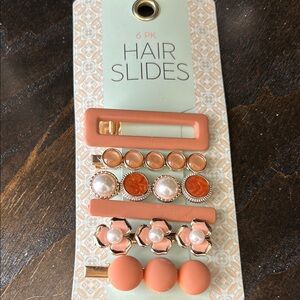 6 PK Hair Slides in Peach and Gold